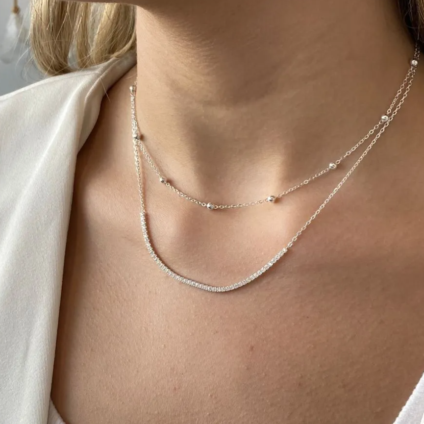 O colar riviera prata combina melhor com quais produções modernas?